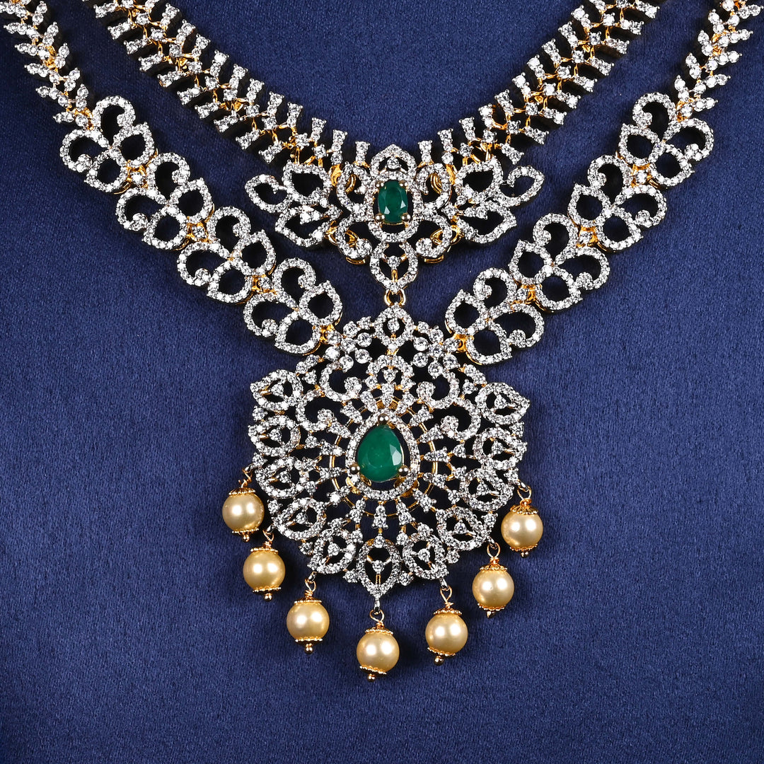 CZ Silver Emerald Necklace