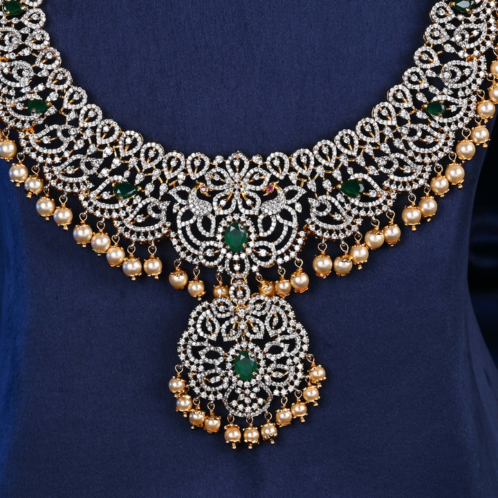 CZ Silver Emerald Necklace