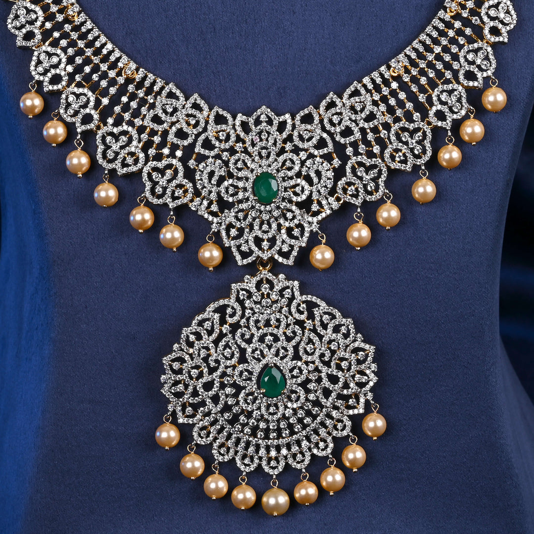 CZ Silver Emerald Necklace