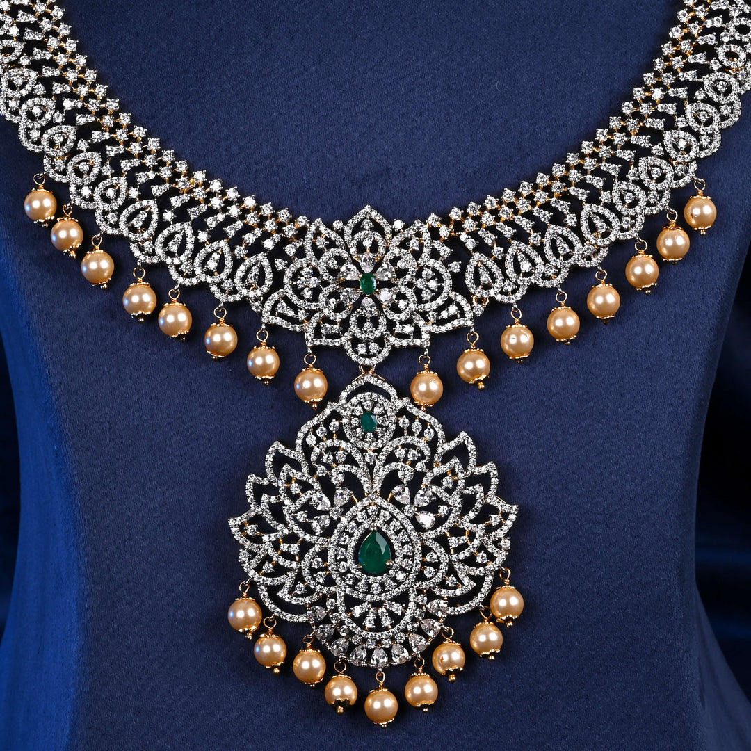 CZ Silver Emerald Necklace