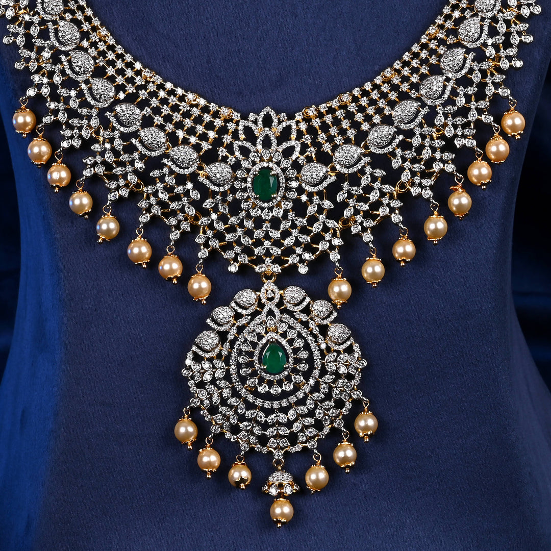 CZ Silver Emerald Necklace