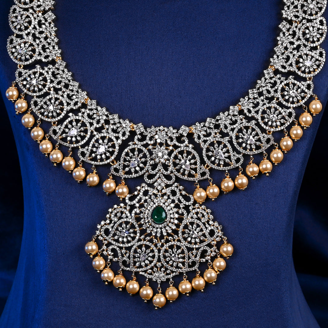 CZ Silver emerald Necklace