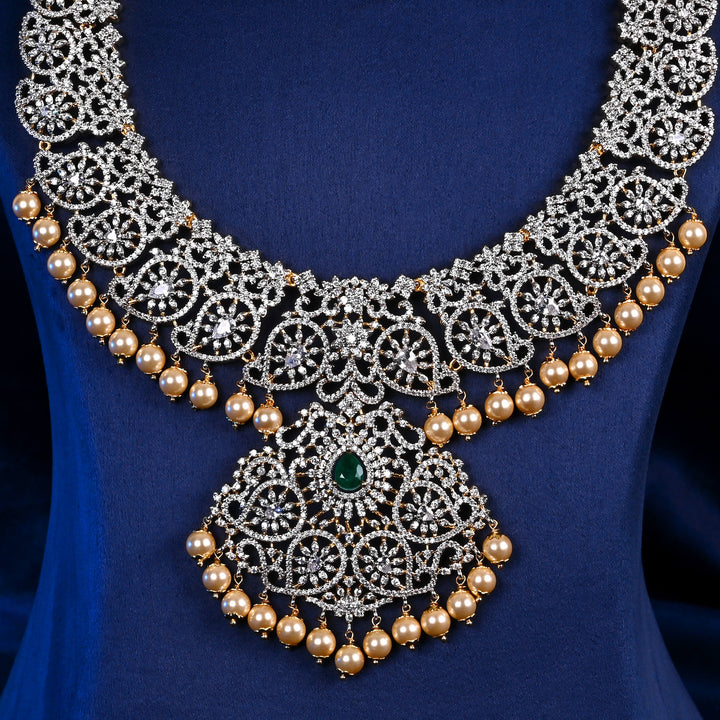 CZ Silver emerald Necklace