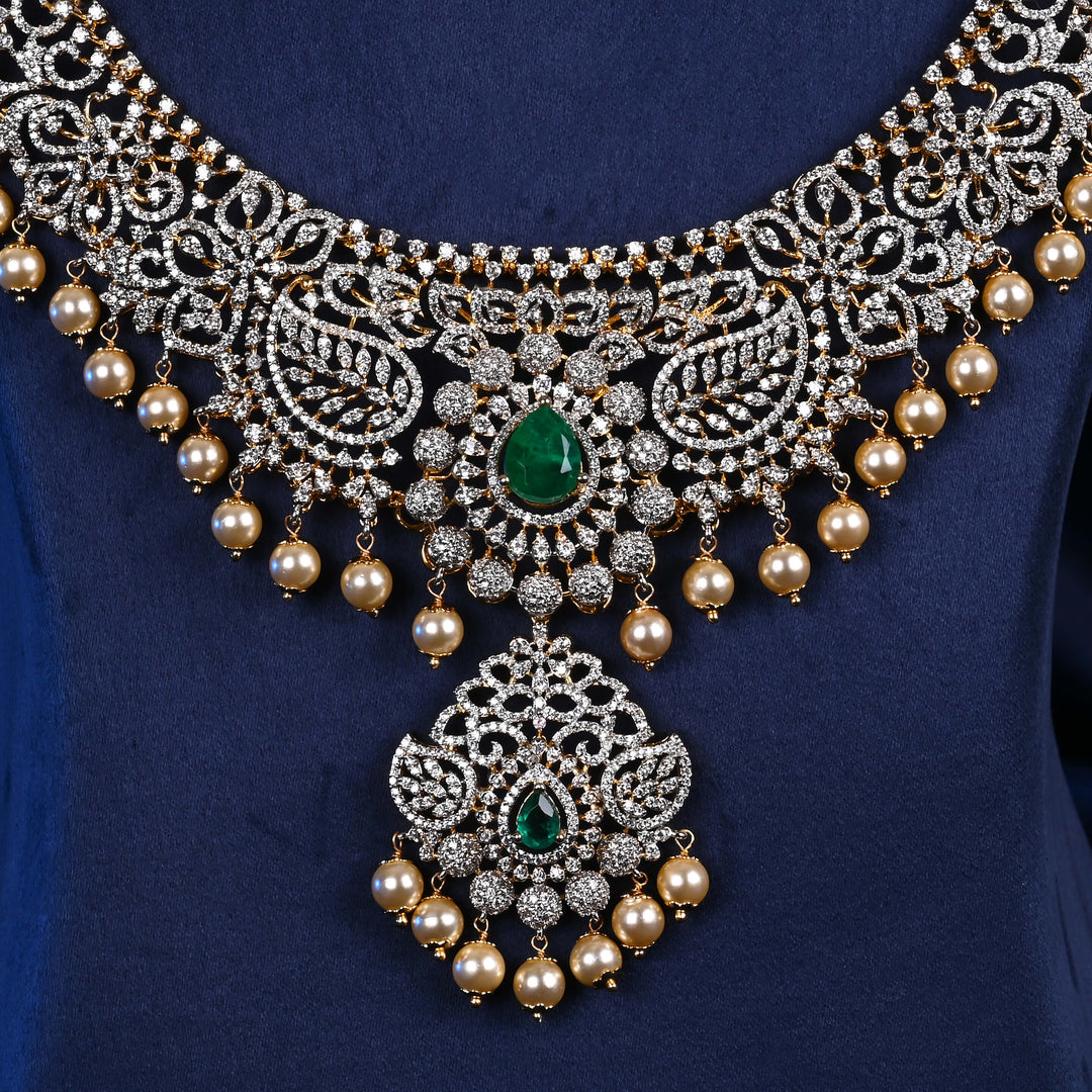 CZ Silver Emerald Necklace