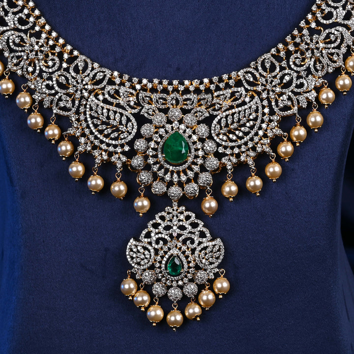 CZ Silver Emerald Necklace