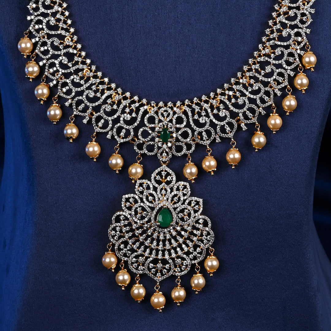 CZ Silver Emerald Necklace