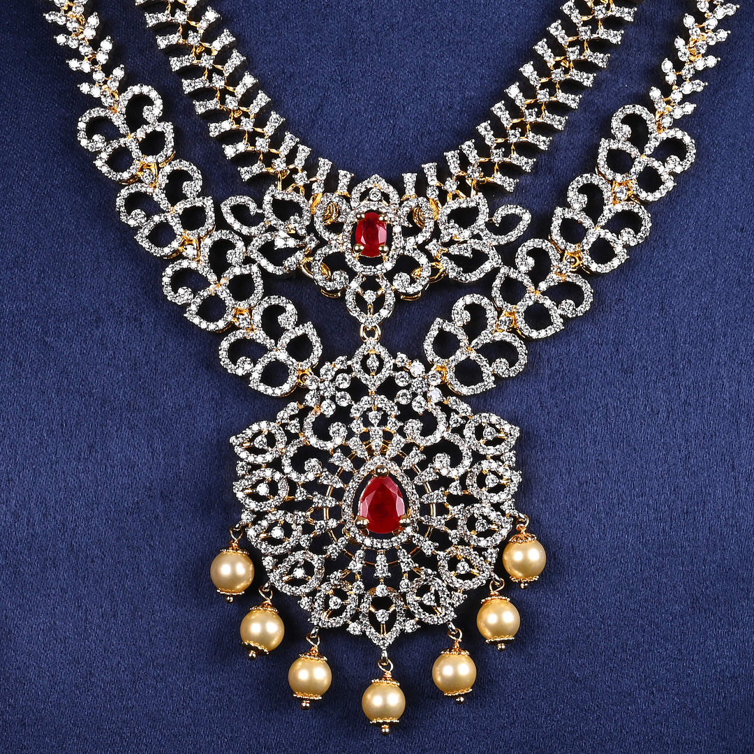 CZ Silver Ruby Necklace