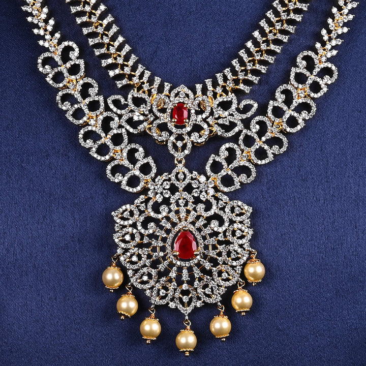 CZ Silver Ruby Necklace