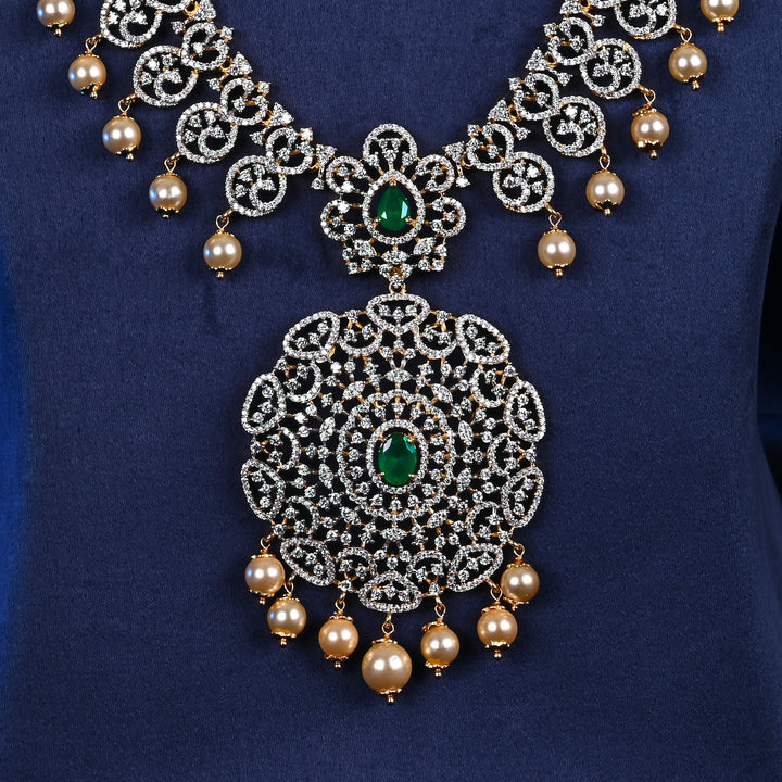 CZ Silver Emerald Necklace