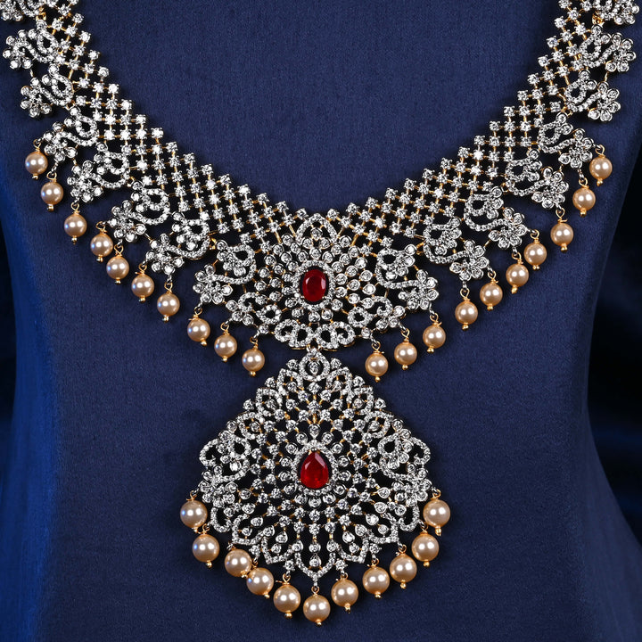 CZ Silver Ruby Necklace