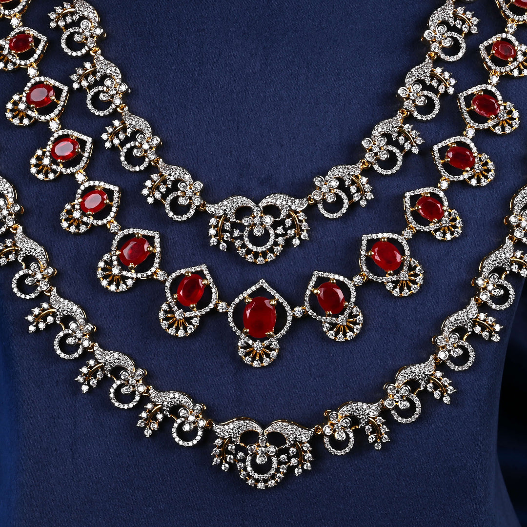 CZ Silver Ruby Necklace