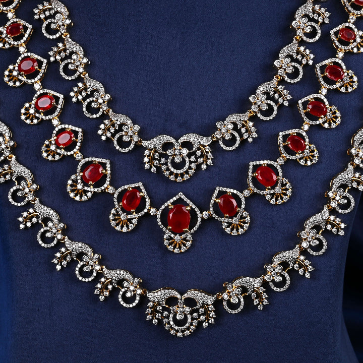 CZ Silver Ruby Necklace