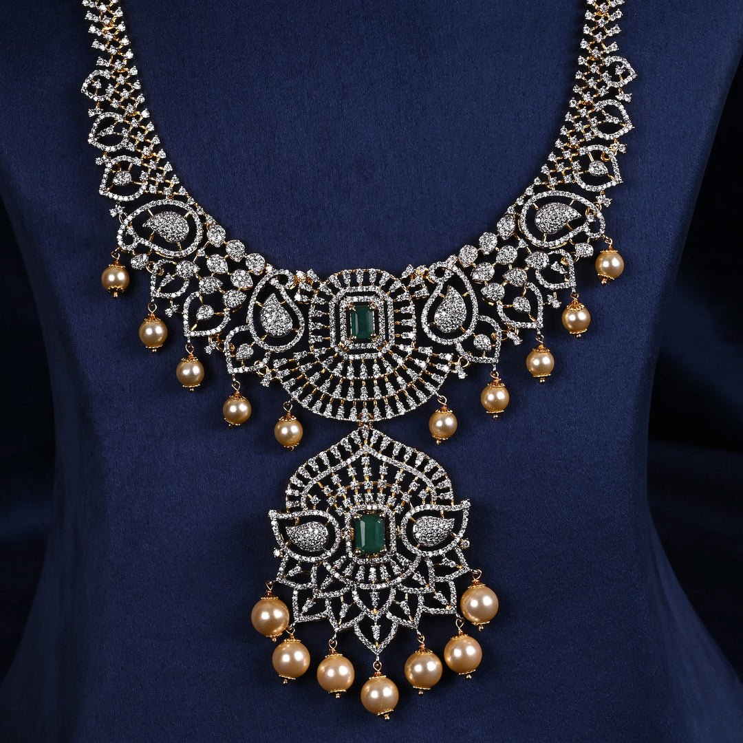 CZ Silver Emerald Necklace