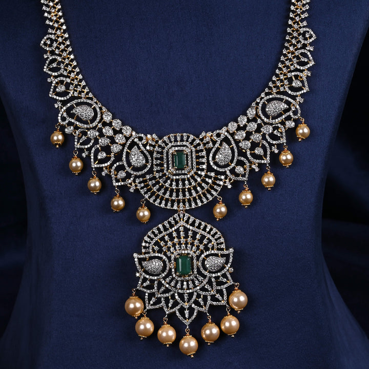 CZ Silver Emerald Necklace