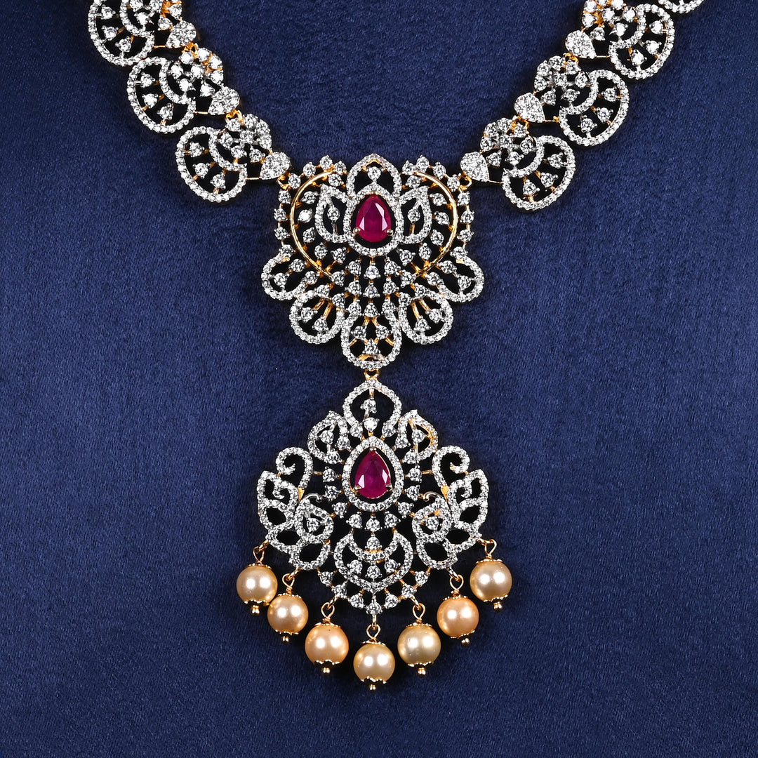 CZ Silver Ruby Necklace