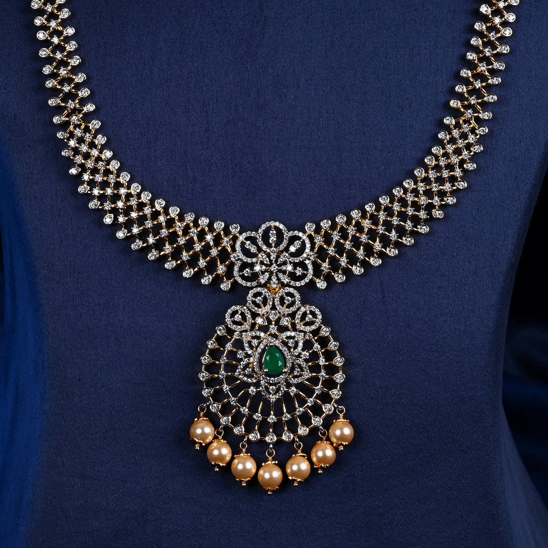 CZ Silver Emerald Necklace