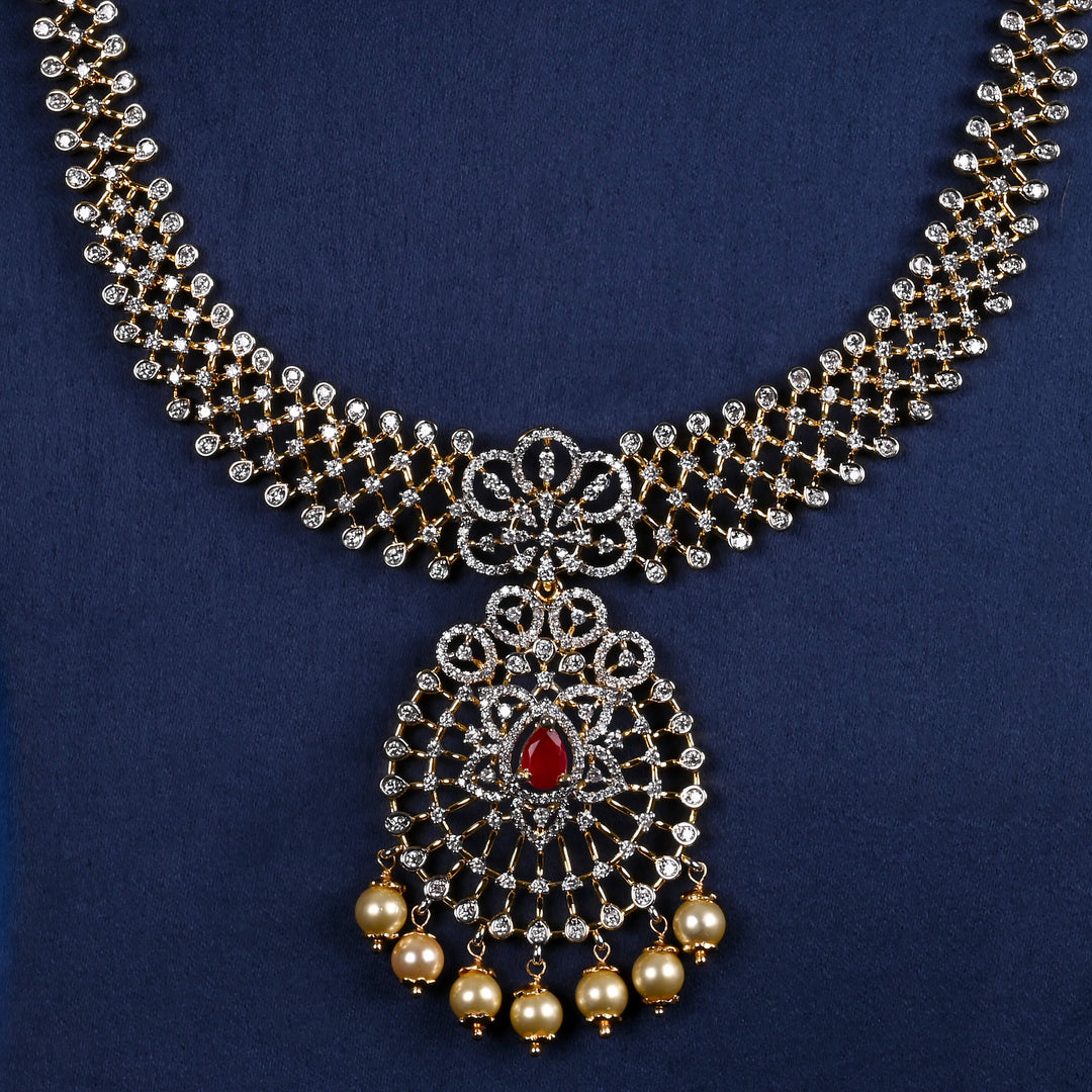 CZ Silver Ruby Necklace