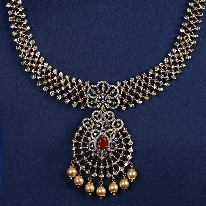 CZ Silver Ruby Necklace