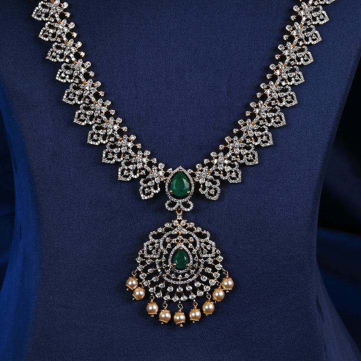 CZ Silver Emerald Necklace
