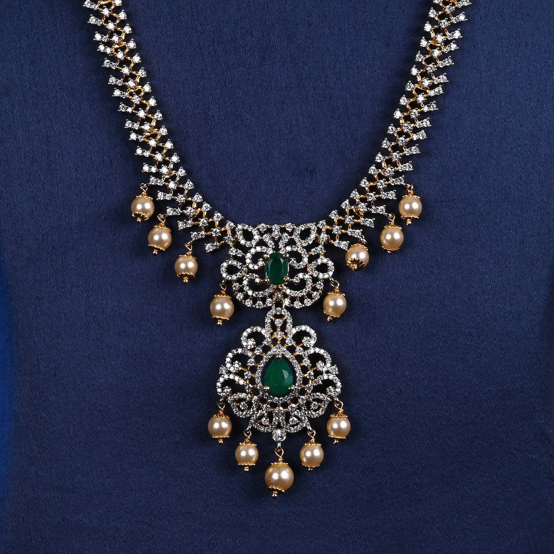 CZ Silver Emerald Necklace