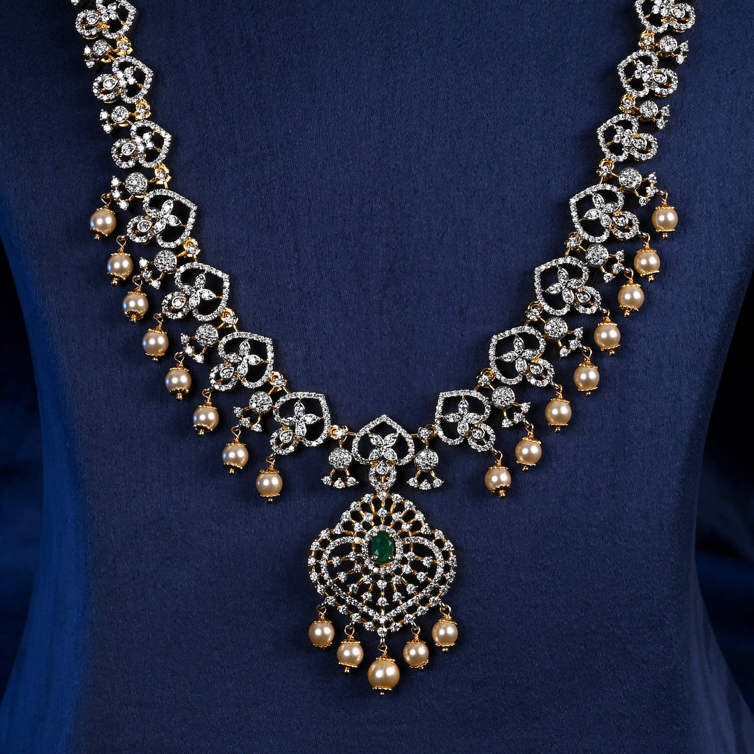 CZ Silver Emerald Necklace