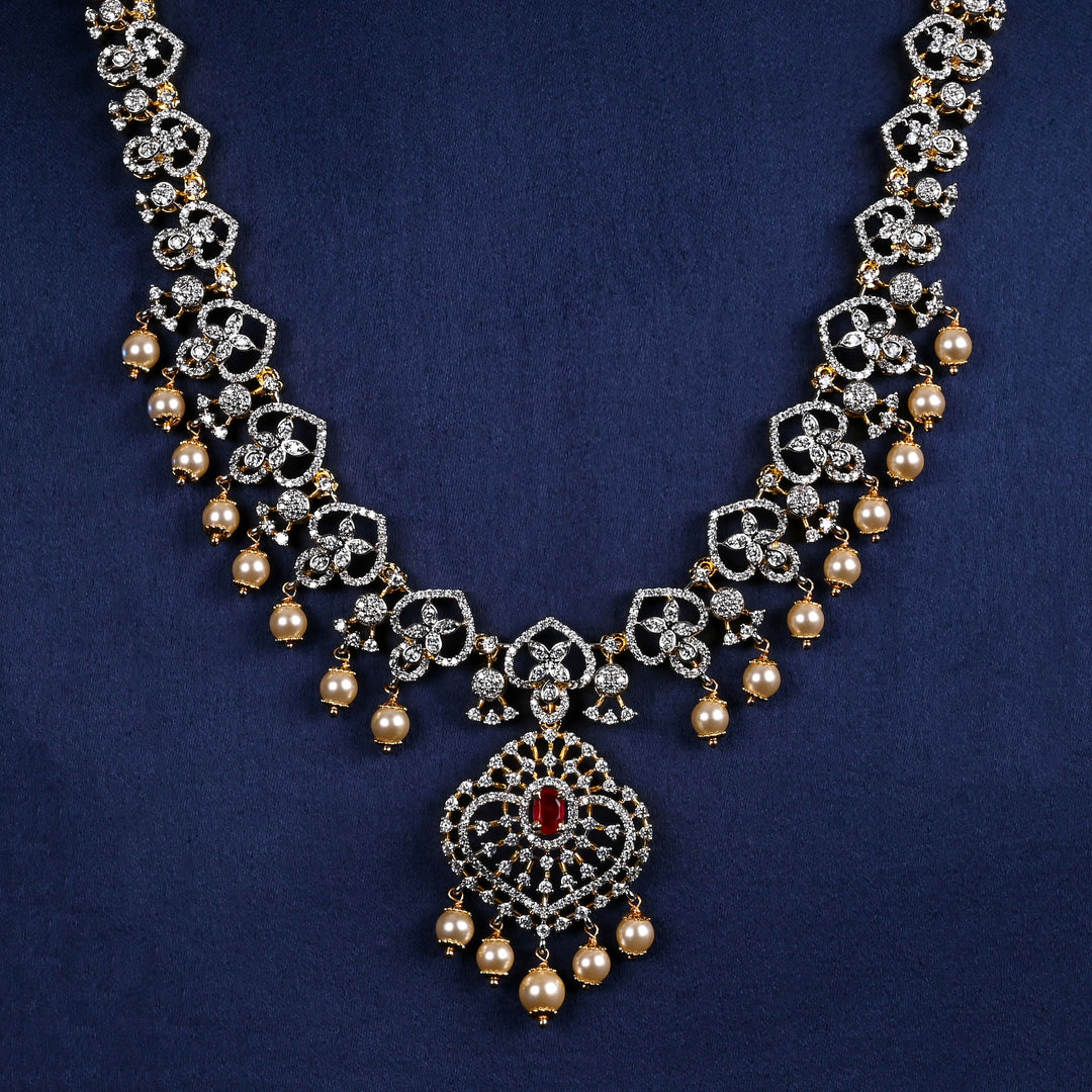 CZ Silver Ruby Necklace