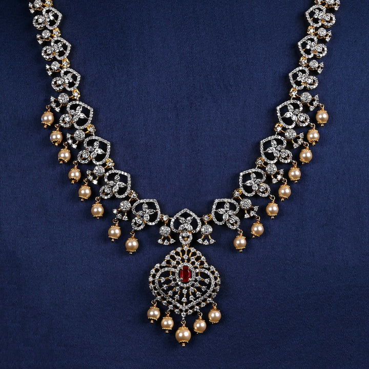 CZ Silver Ruby Necklace