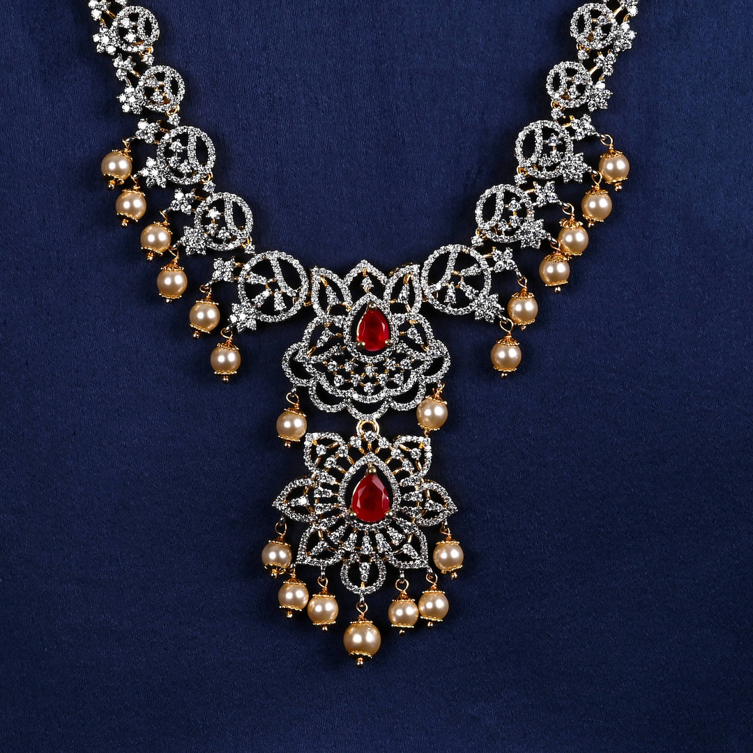 CZ Silver Ruby Necklace