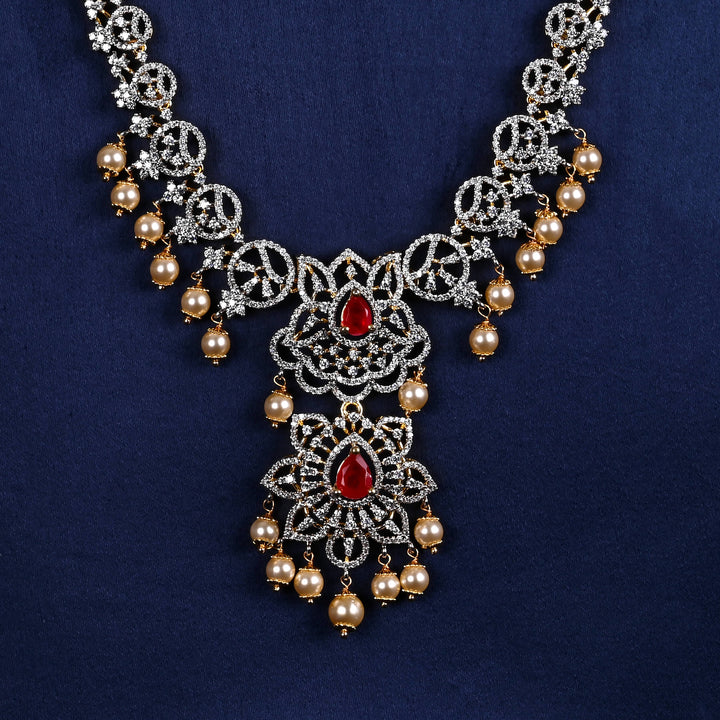 CZ Silver Ruby Necklace