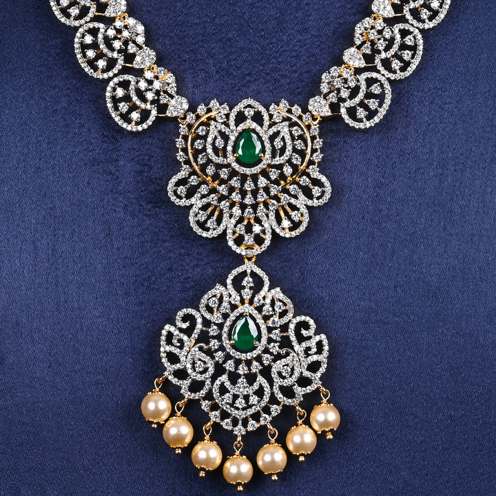 CZ Silver Emerald Necklace