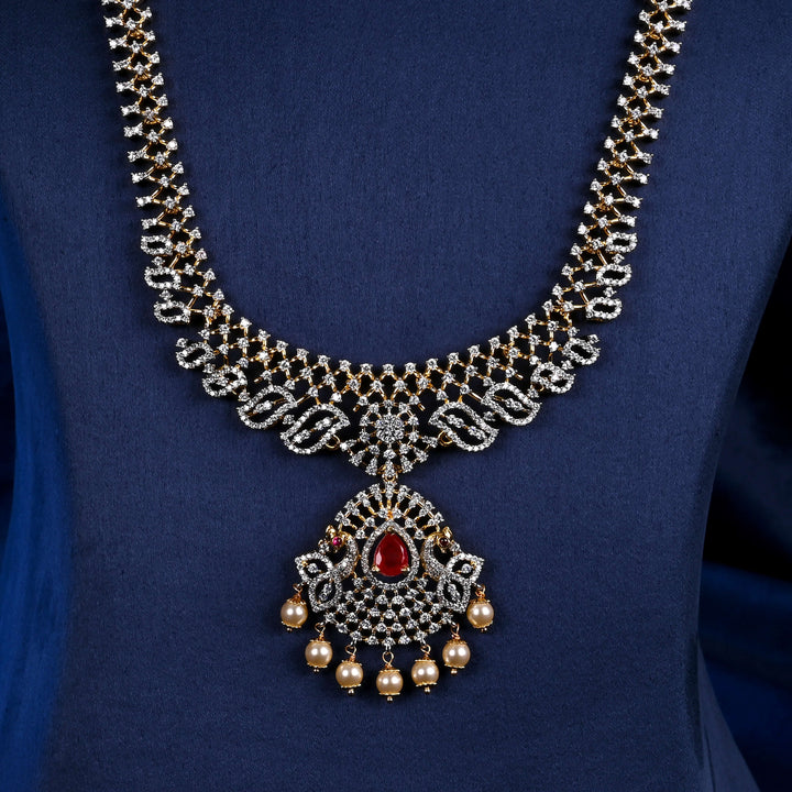 CZ Silver Ruby Necklace