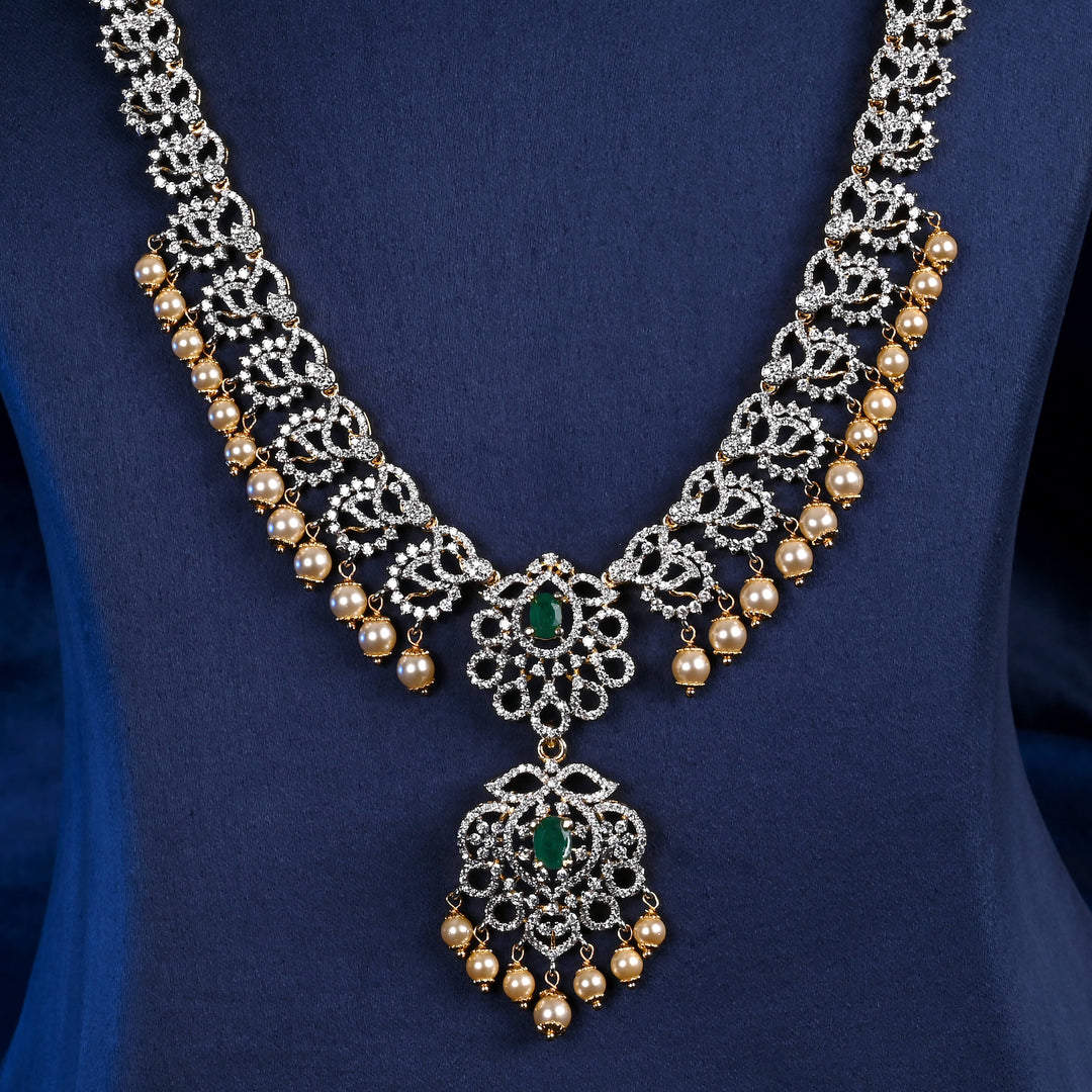 CZ Silver Emerald Necklace