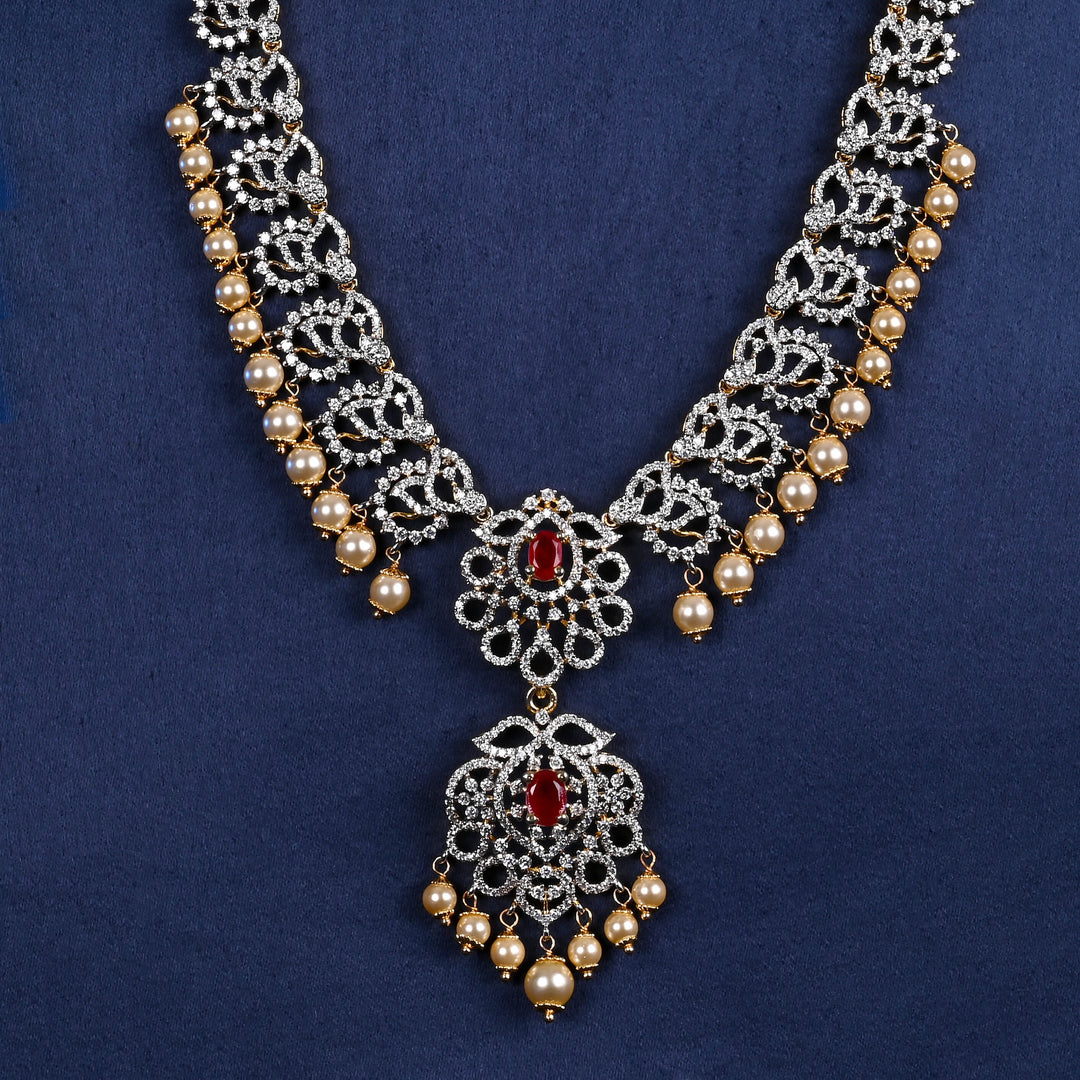 CZ Silver Ruby Necklace