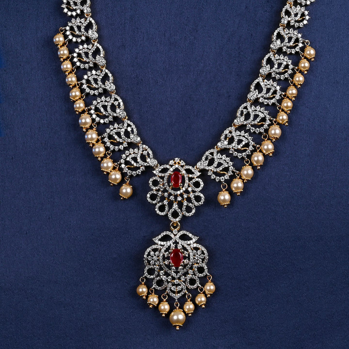 CZ Silver Ruby Necklace