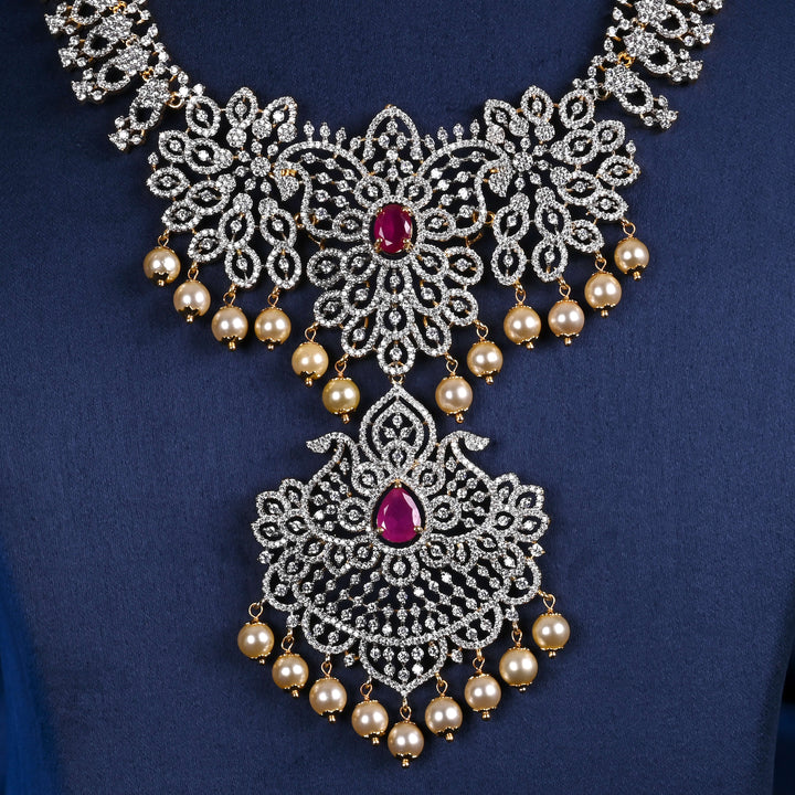 CZ Silver Ruby Necklace