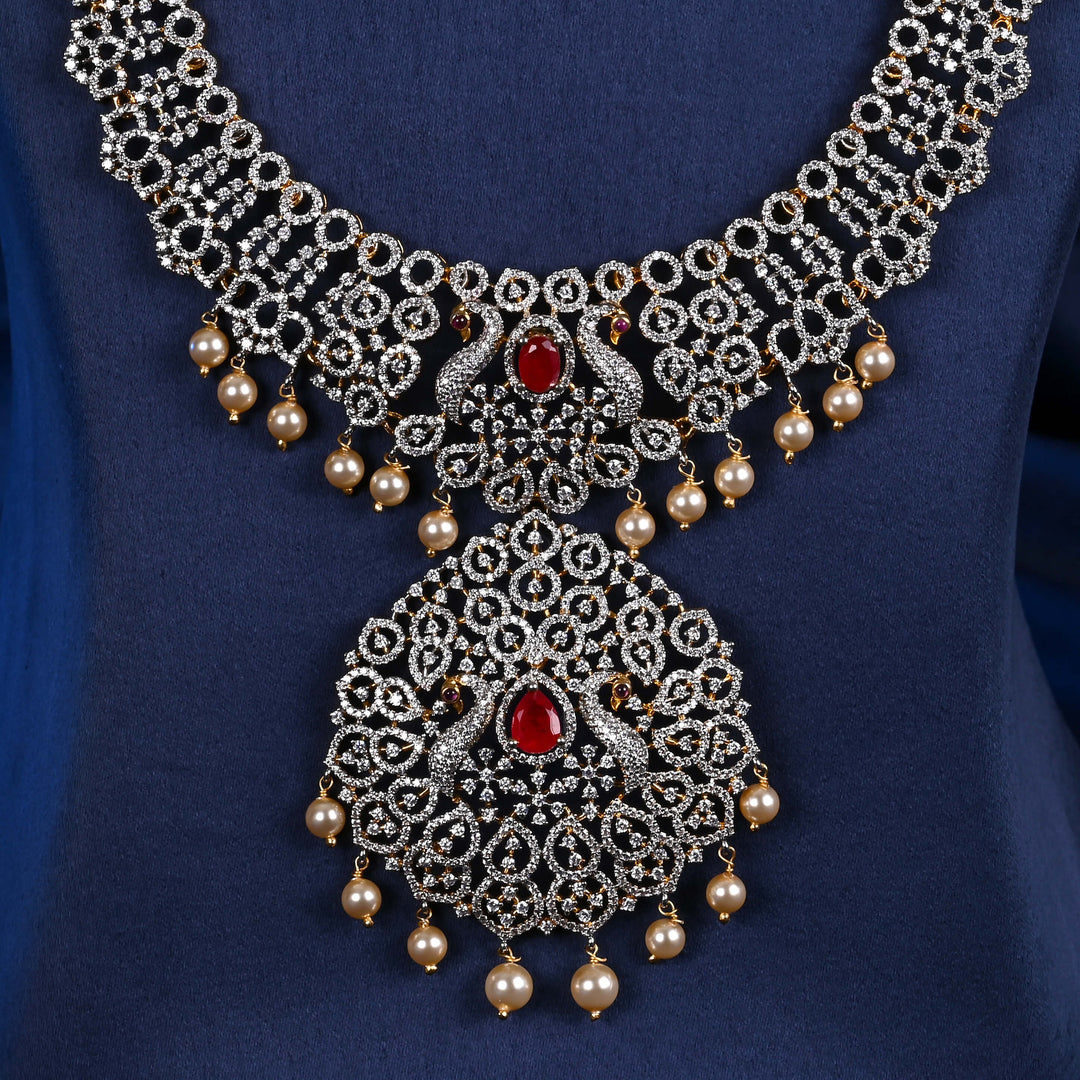 CZ Silver Ruby Necklace