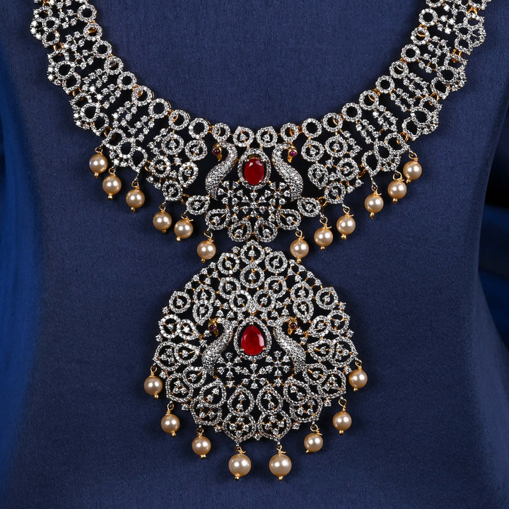 CZ Silver Ruby Necklace