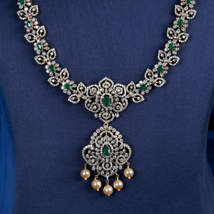 CZ Silver Emerald Necklace