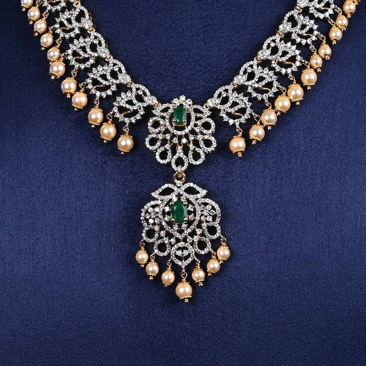 CZ Silver Emerald Necklace