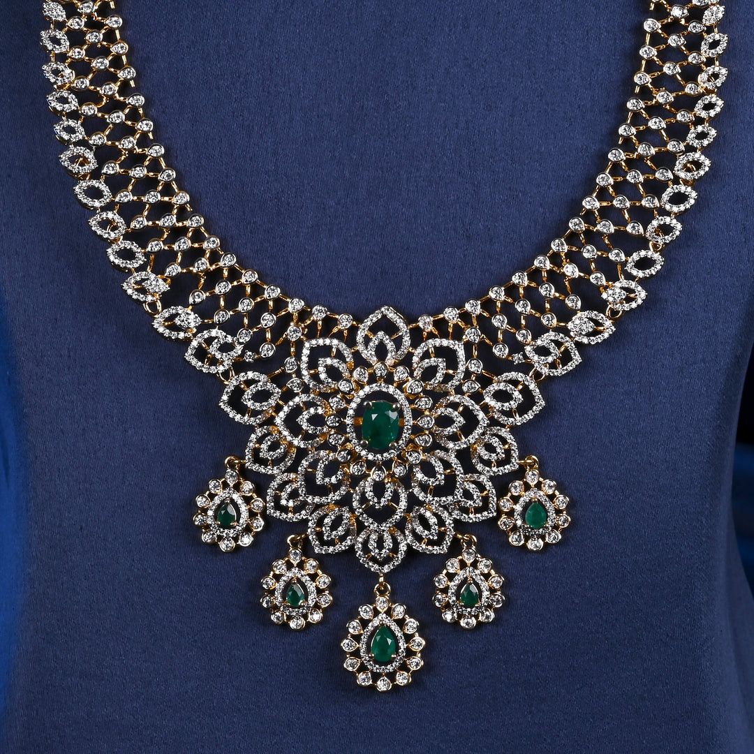 CZ Silver Emerald Necklace