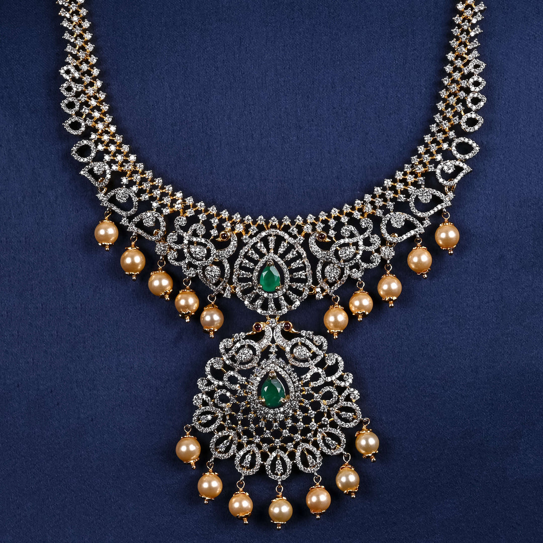 CZ Silver Emerald Necklace