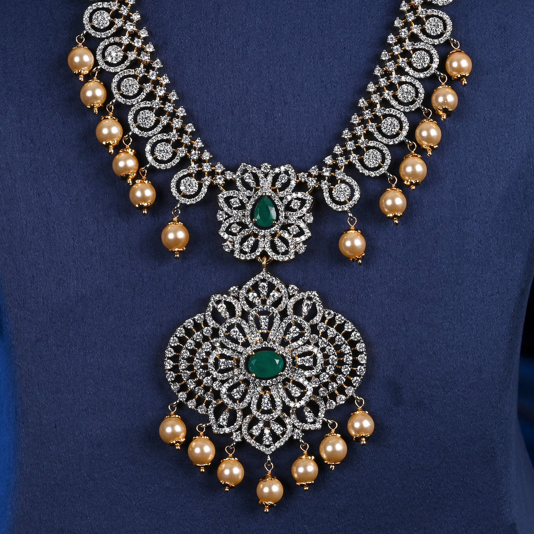 CZ Silver Emerald Necklace