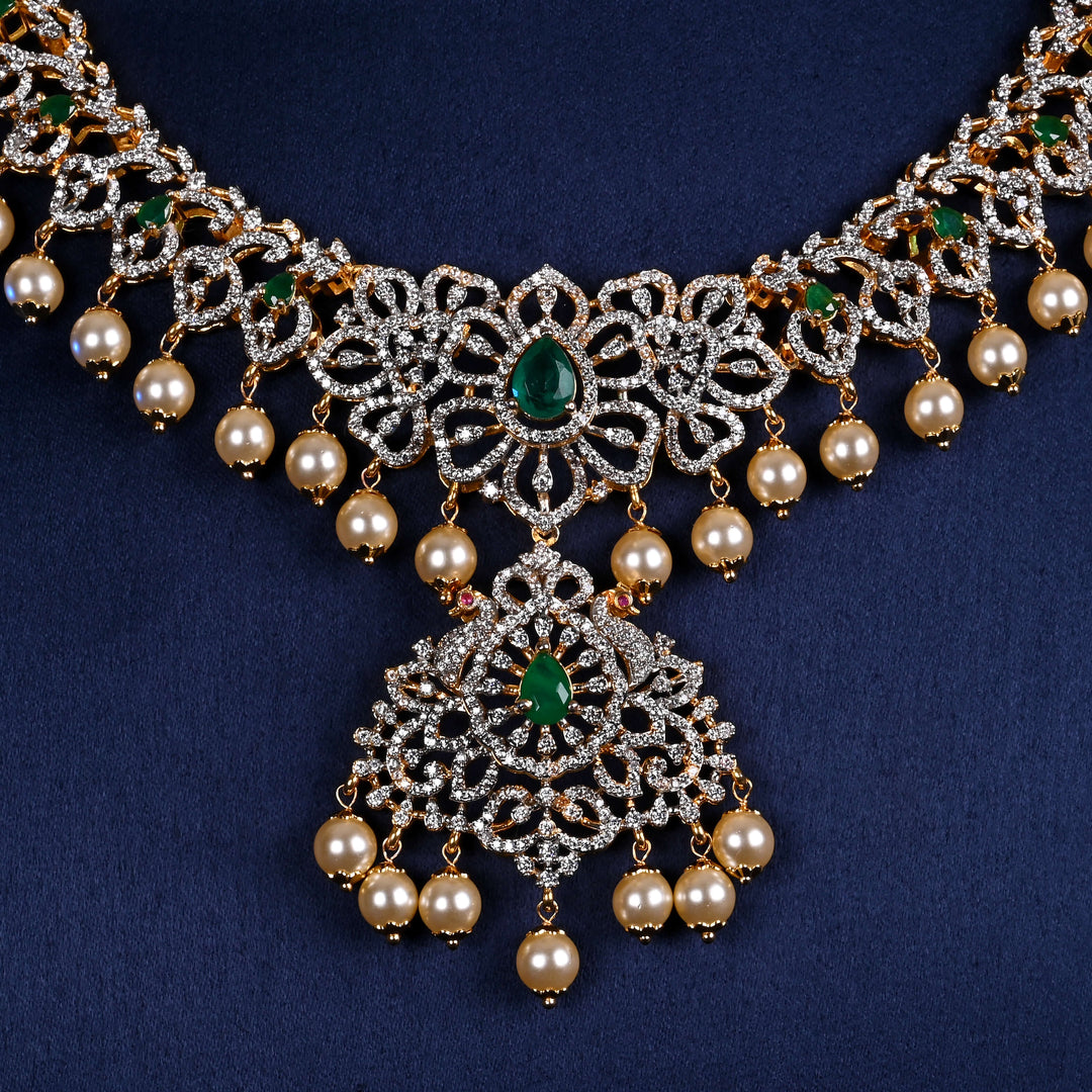 CZ Silver Emerald Necklace