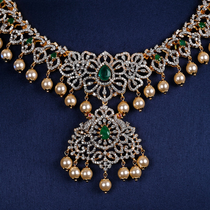 CZ Silver Emerald Necklace