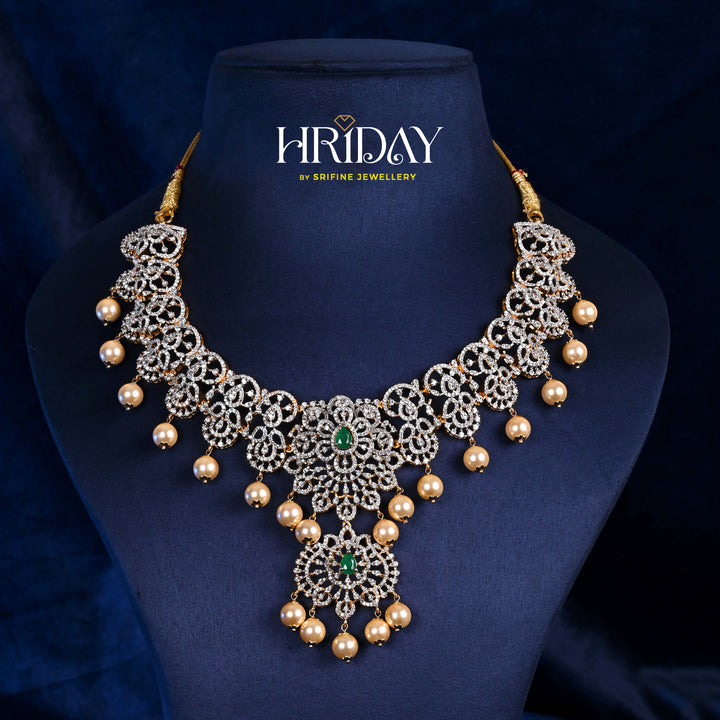 CZ Silver emerald Necklace