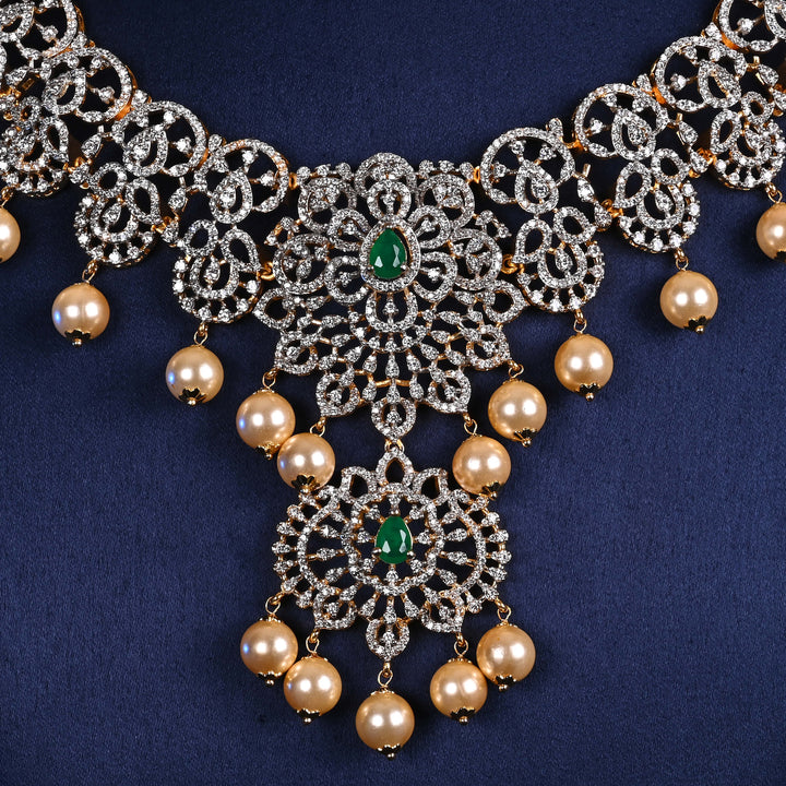 CZ Silver emerald Necklace