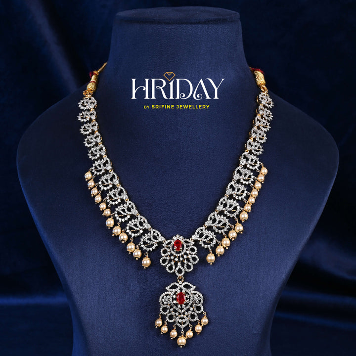 CZ Silver Ruby Necklace