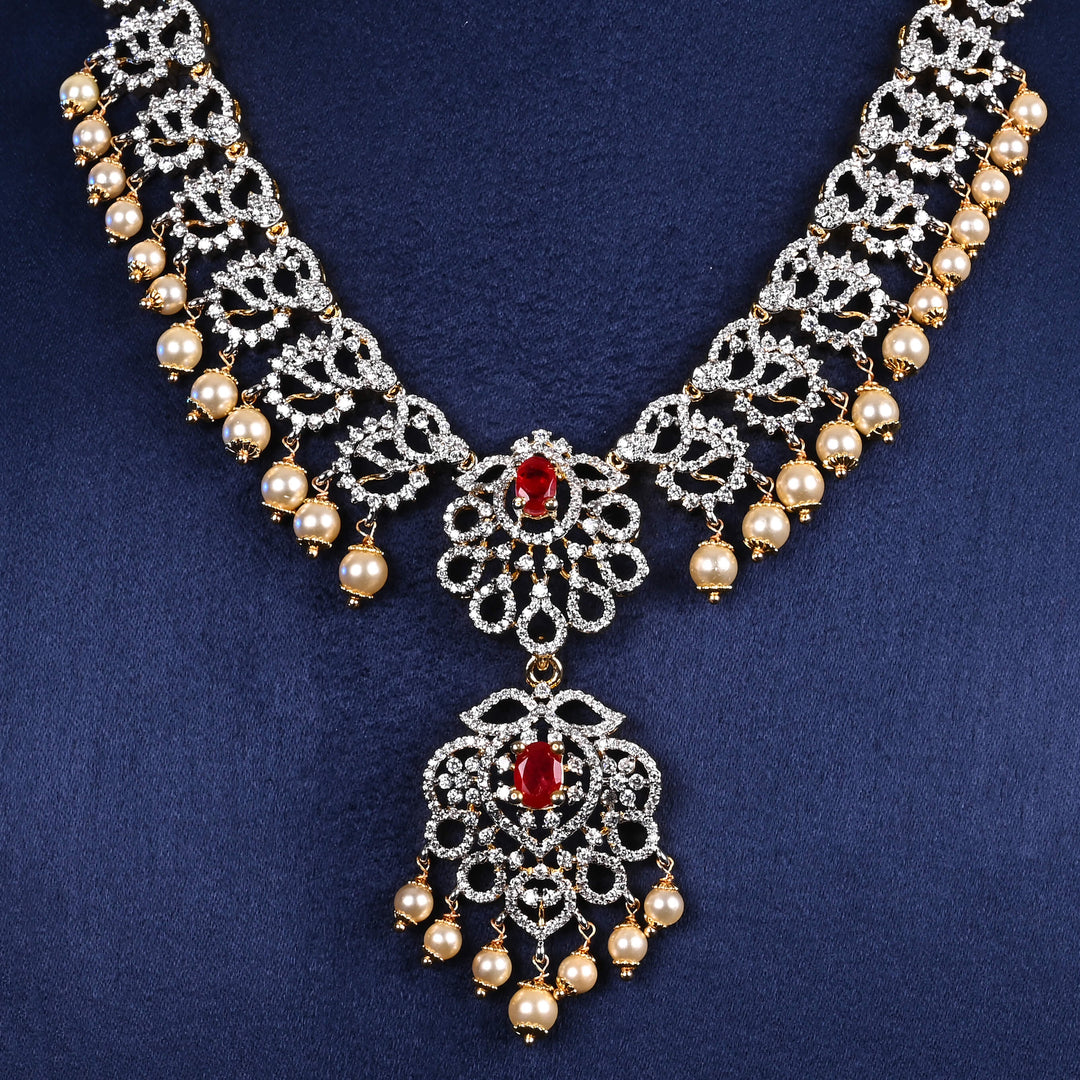 CZ Silver Ruby Necklace