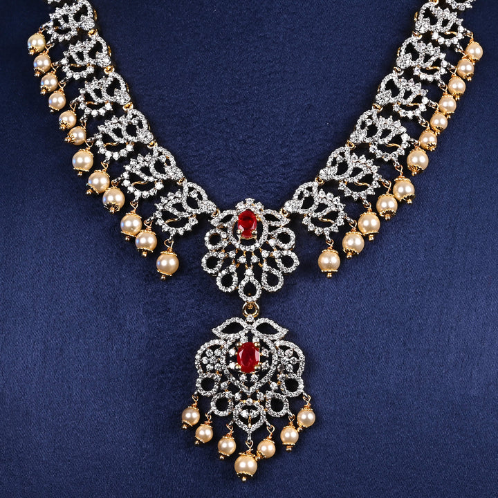 CZ Silver Ruby Necklace