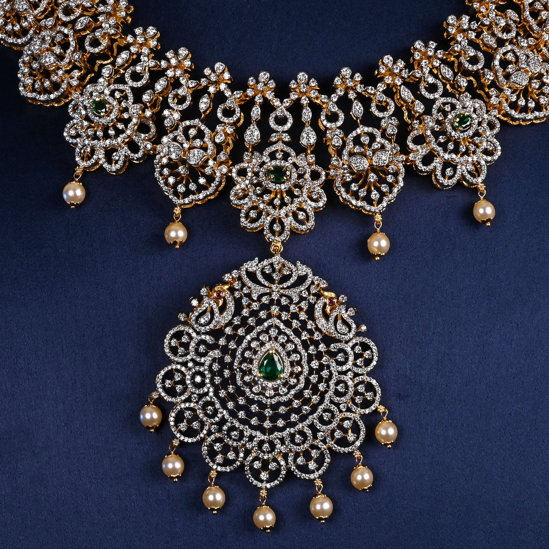 CZ Silver Emerald Necklace